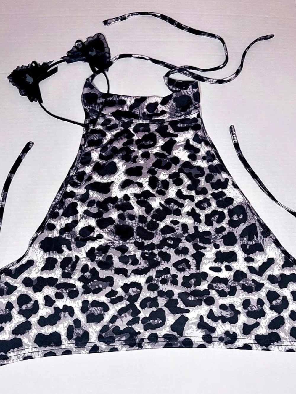 Sexy Animal Print halter w/ headband. Crop Top. New size med Halloween costume
